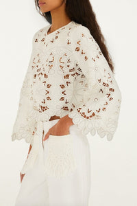 Blouse Flowers en coton - Blanc