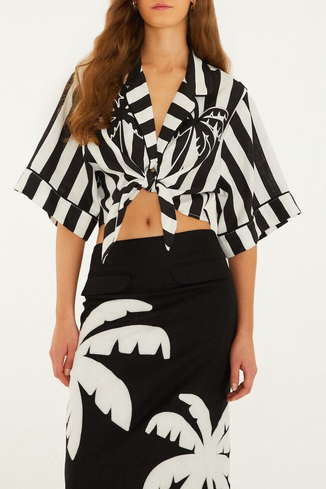 Blouse courte rayée Spring - Noir