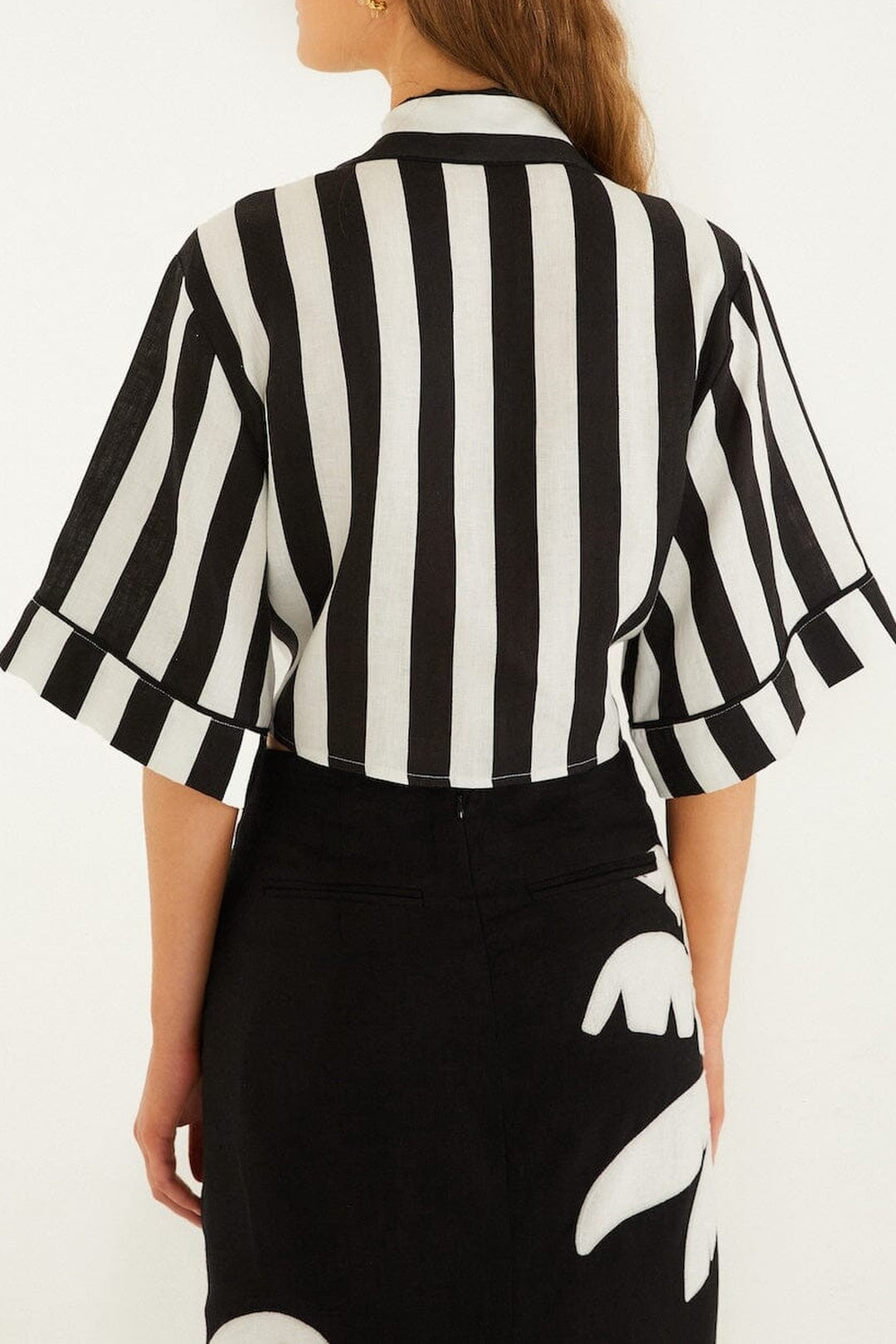 Blouse courte rayée Spring - Noir