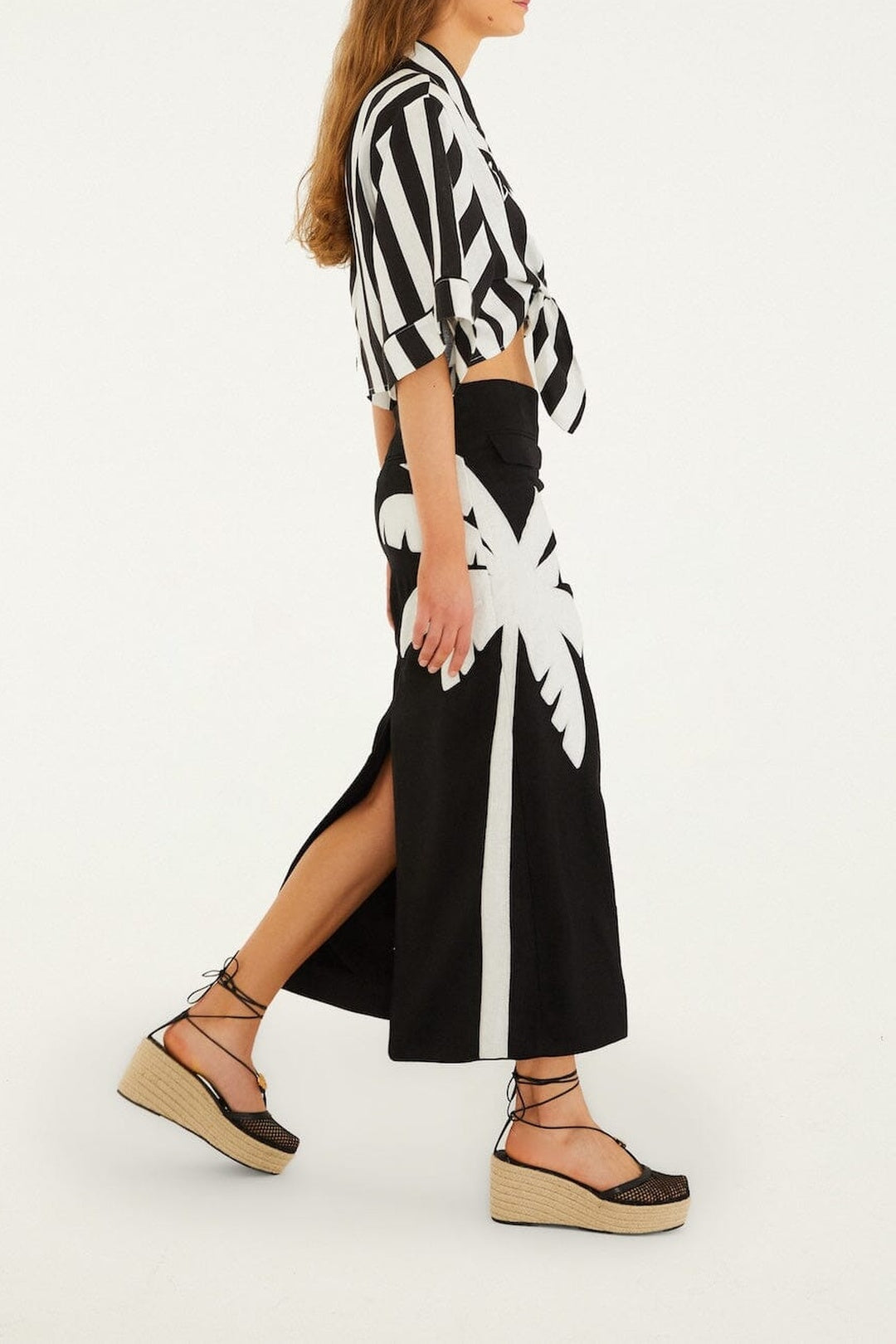 Blouse courte rayée Spring - Noir