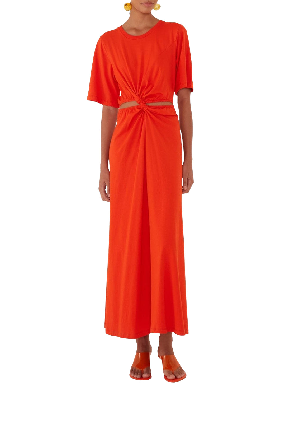 Artsy Flora linen midi dress - Red