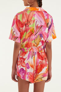 Short Artsy Flora en lin - Blanc