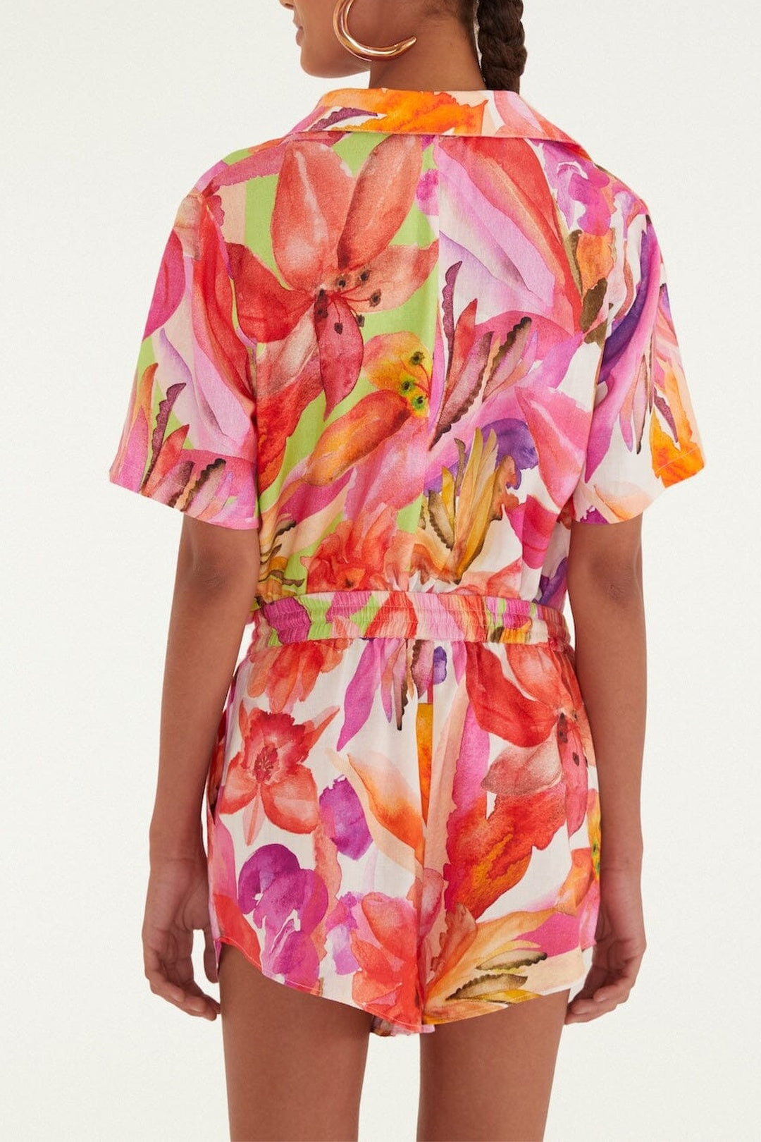 Short Artsy Flora en lin - Blanc