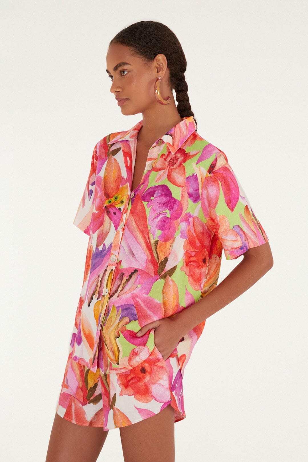 Artsy Flora Off White Short - Artsy Flora Off White