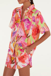 Short Artsy Flora en lin - Blanc