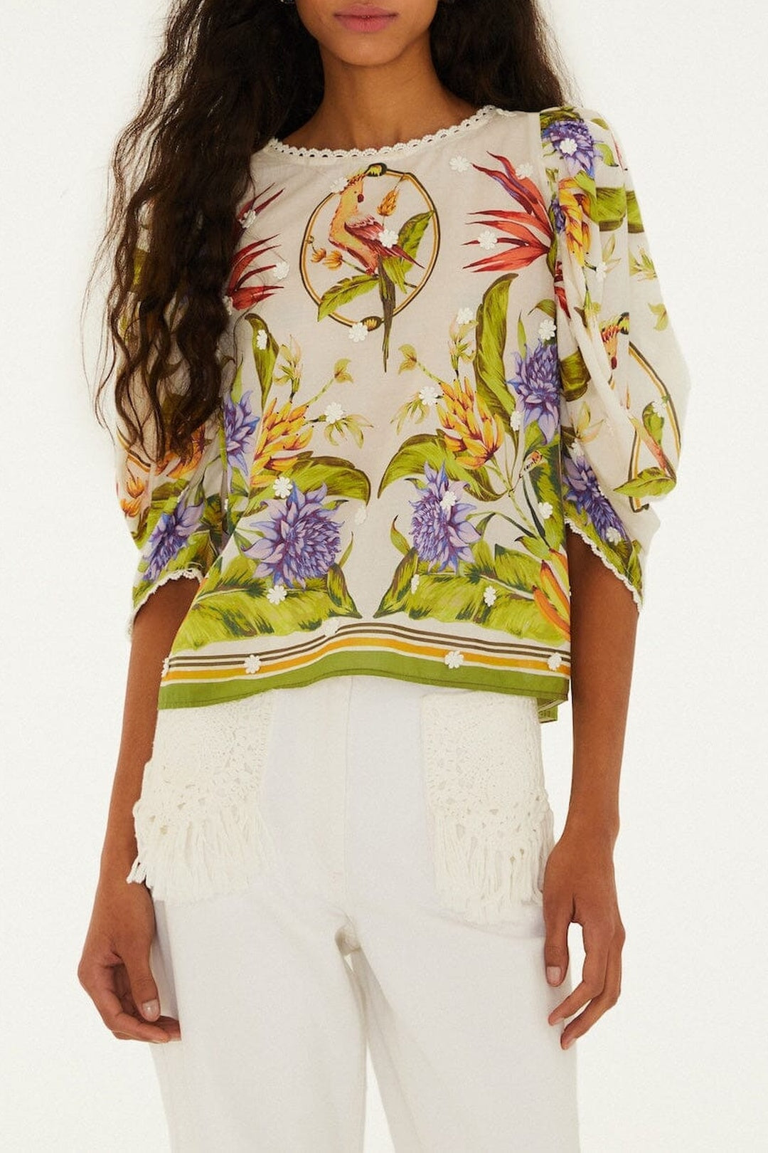 Blouse Tropical en lin - Vert