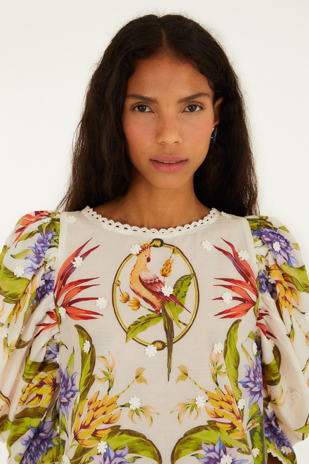 Tropical Scarf Sand Blouse - Tropical Scarf Sand