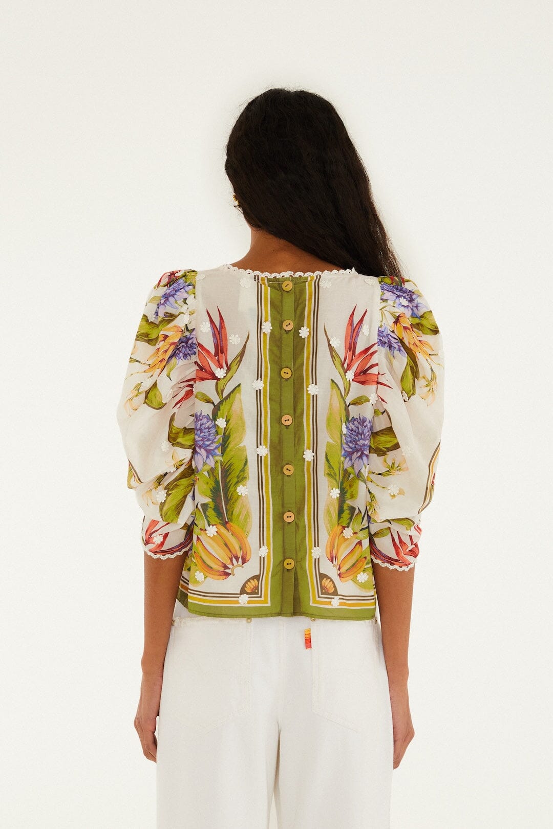 Tropical Scarf Sand Blouse - Tropical Scarf Sand
