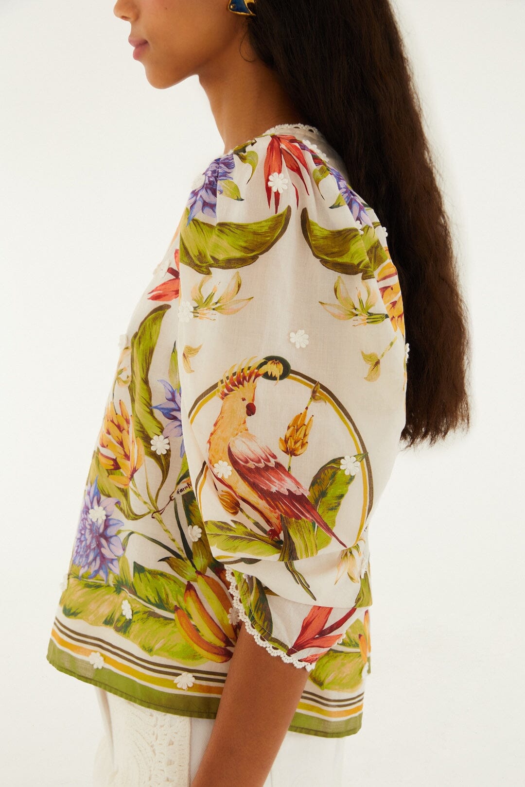 Tropical Scarf Sand Blouse - Tropical Scarf Sand