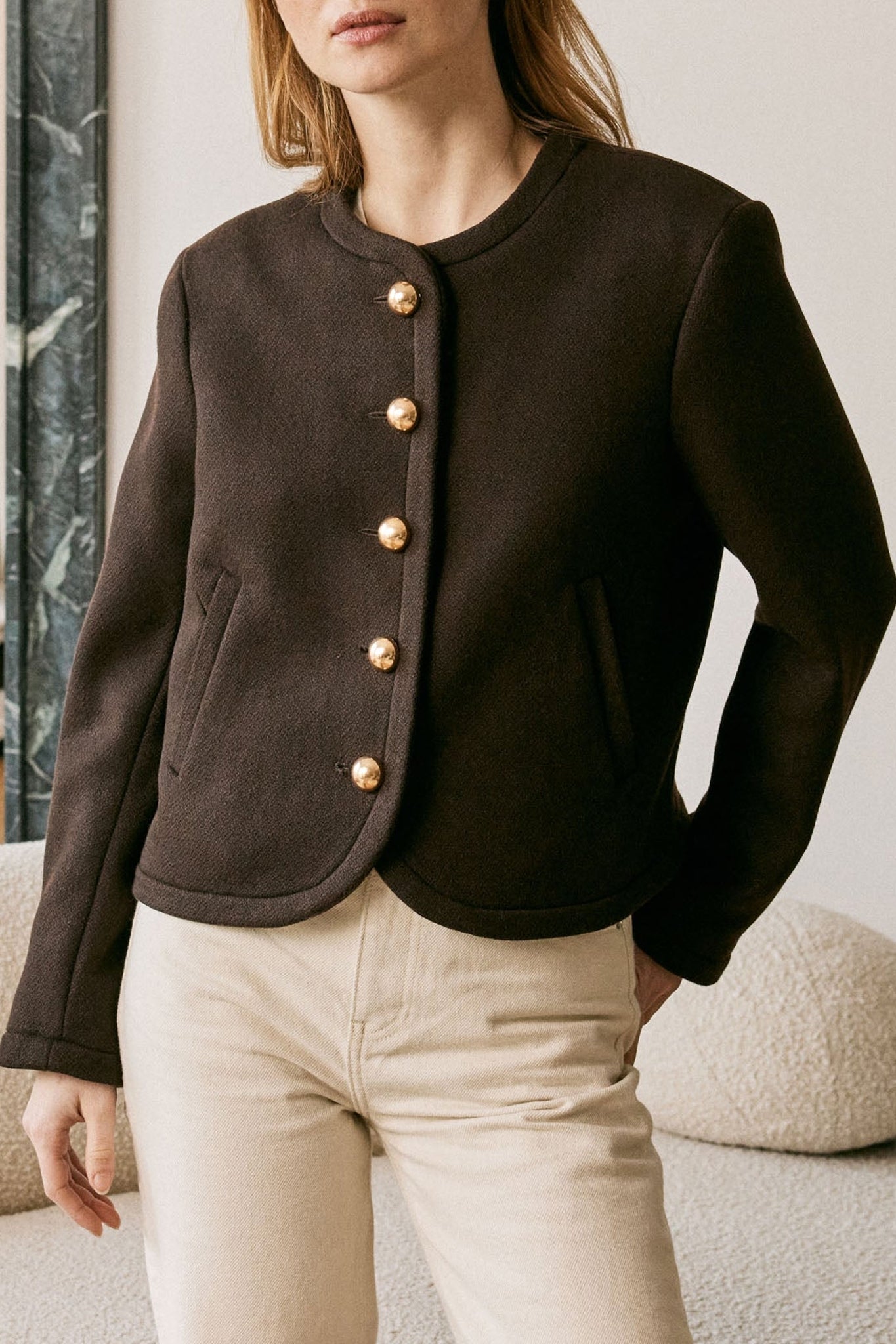 Veste Le Nicomede en laine - Marron Foncé