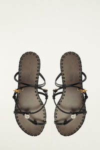 Black And Cuoio Sandales - Black And Cuoio