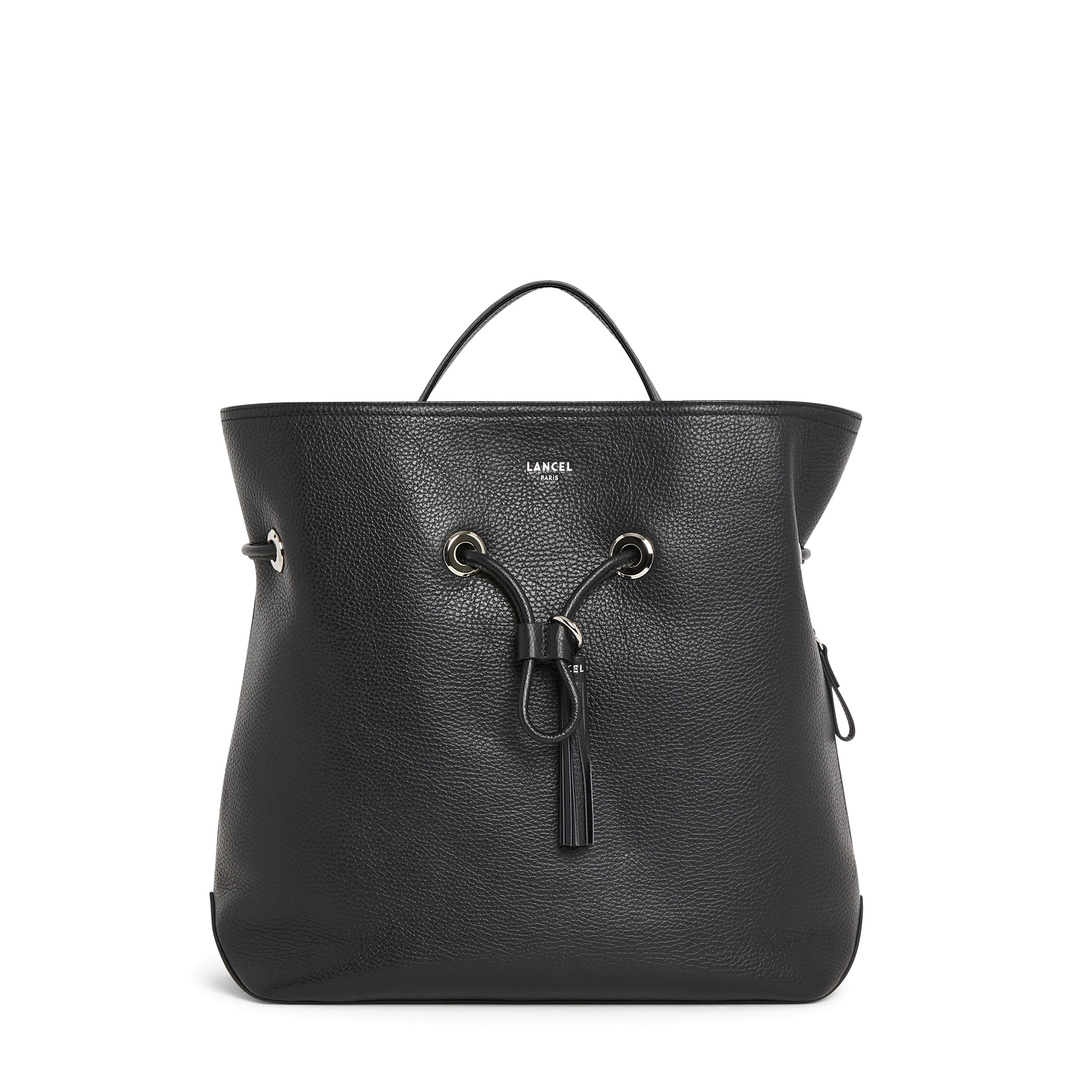 Sac seau Sacha en cuir grainé - Noir