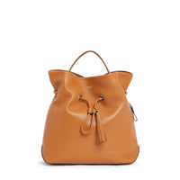 Sac seau Sacha en cuir grainé - Camel