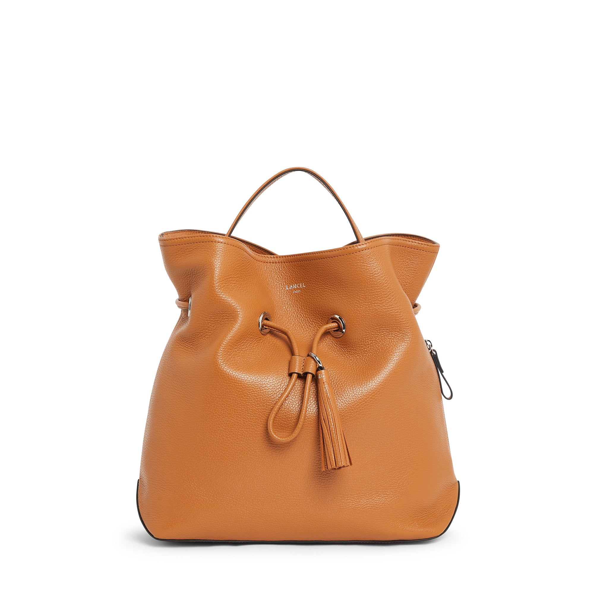 Sac seau Sacha en cuir grainé - Camel