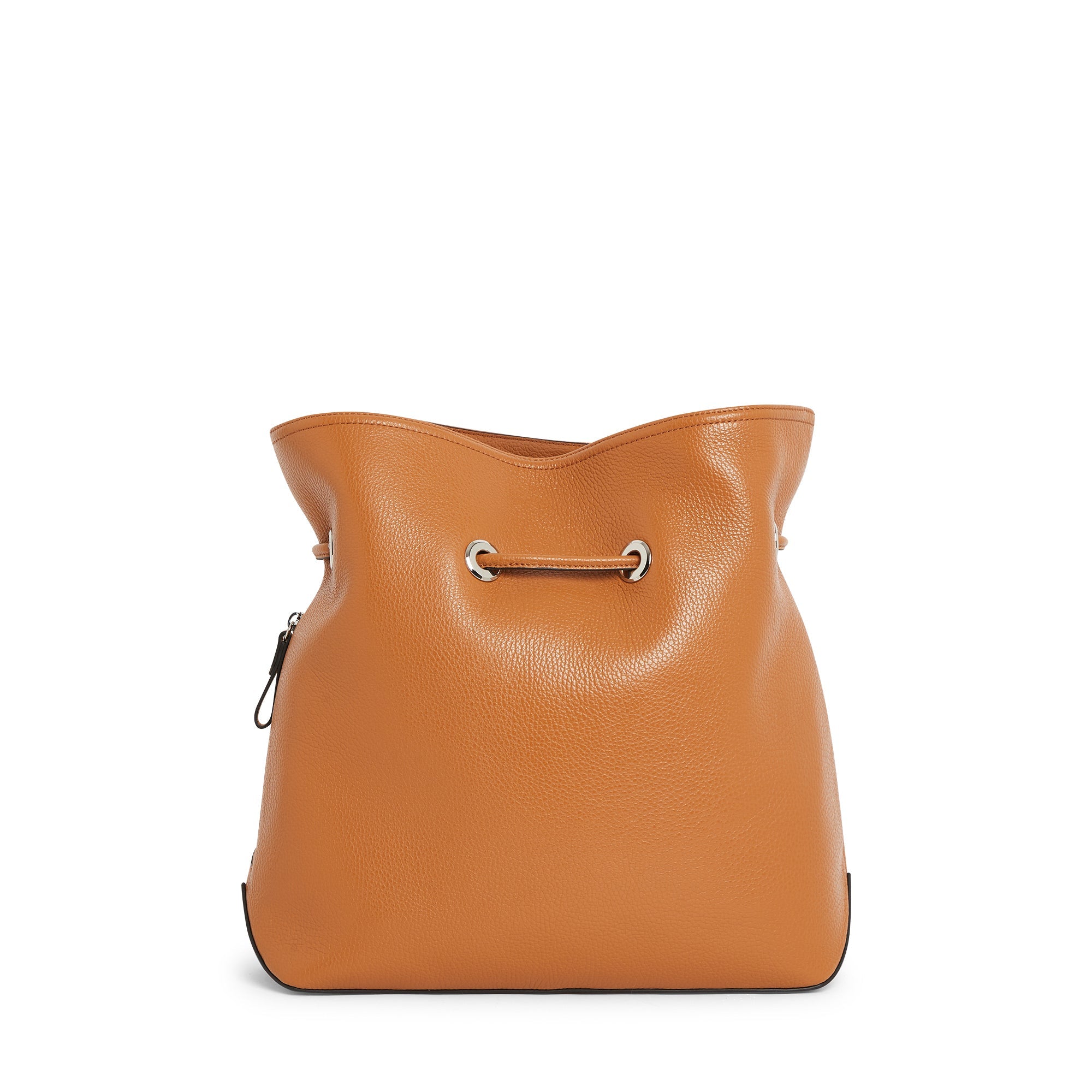 Sac seau Sacha en cuir grainé - Camel