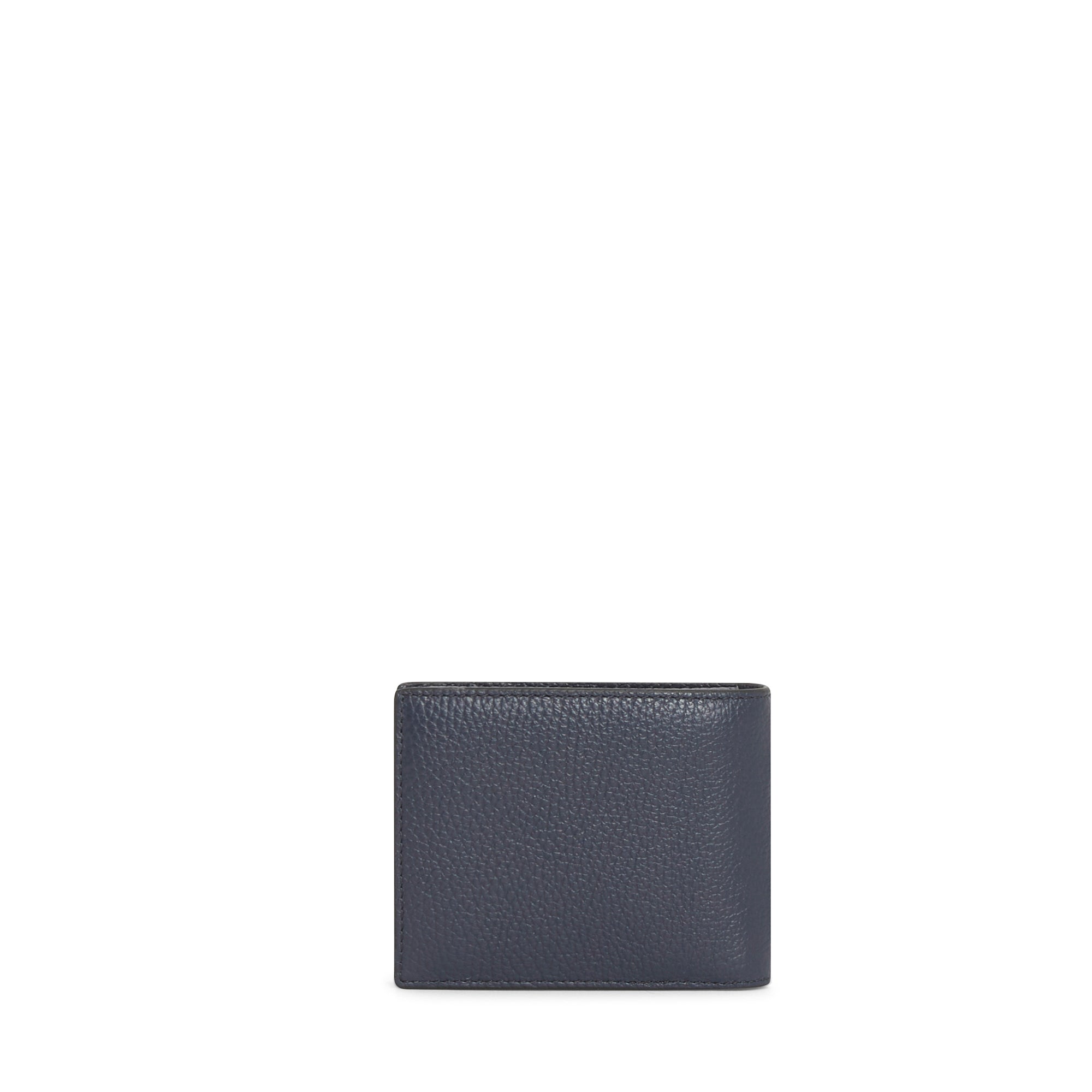 Portefeuille classique monnaie Théo en cuir grainé - Bleu pétrole