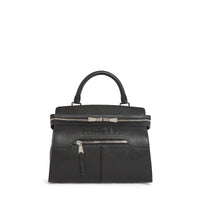 Sac carryall zippé Inès M en cuir grainé - Noir