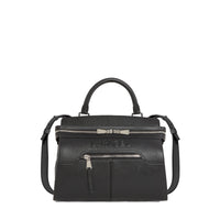 Sac carryall zippé Inès M en cuir grainé - Noir