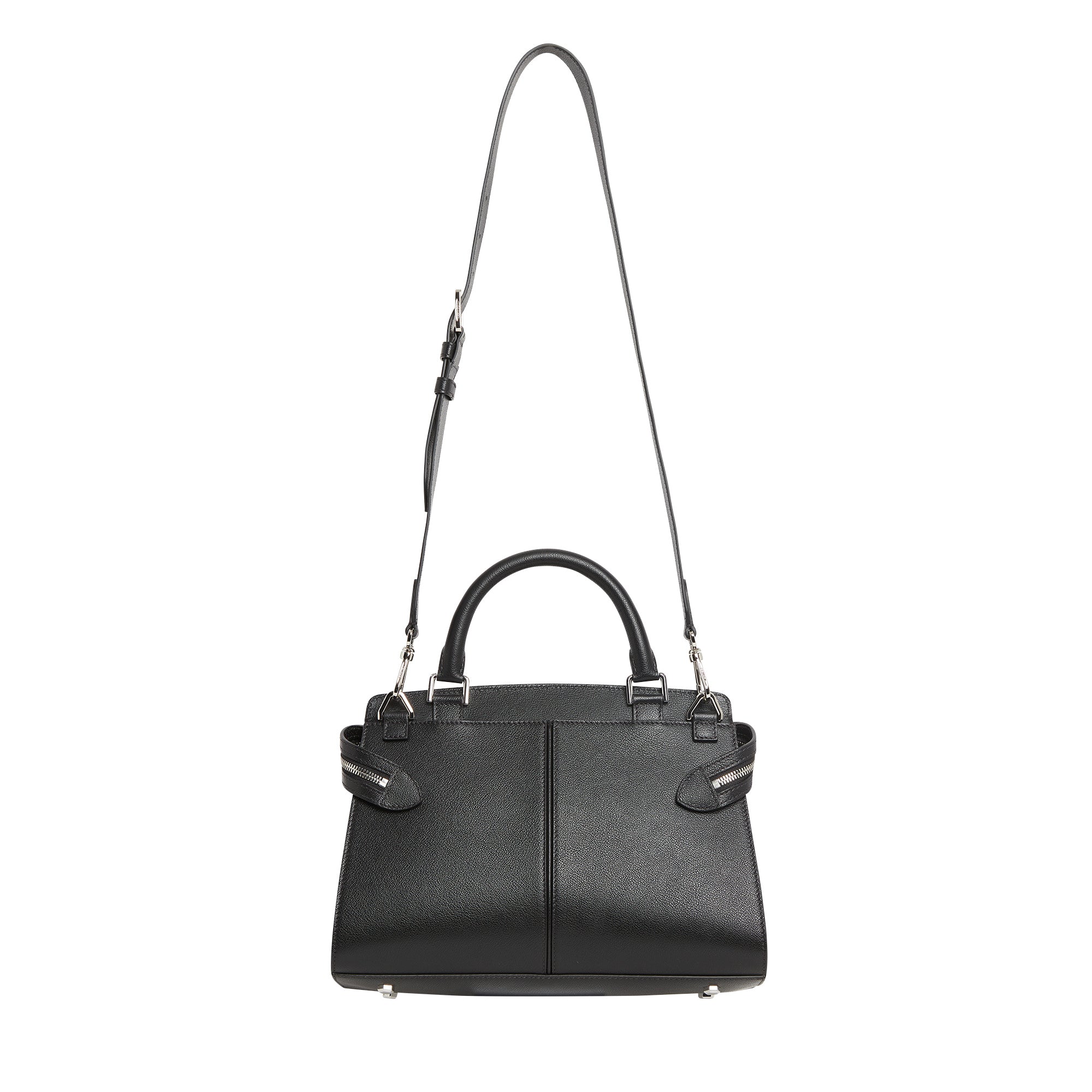 Sac carryall zippé Inès M en cuir grainé - Noir