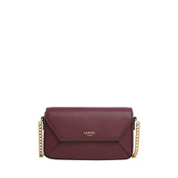 Mini sac rabat Lettrines en cuir grainé - Cassis