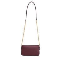 Mini sac rabat Lettrines en cuir grainé - Cassis