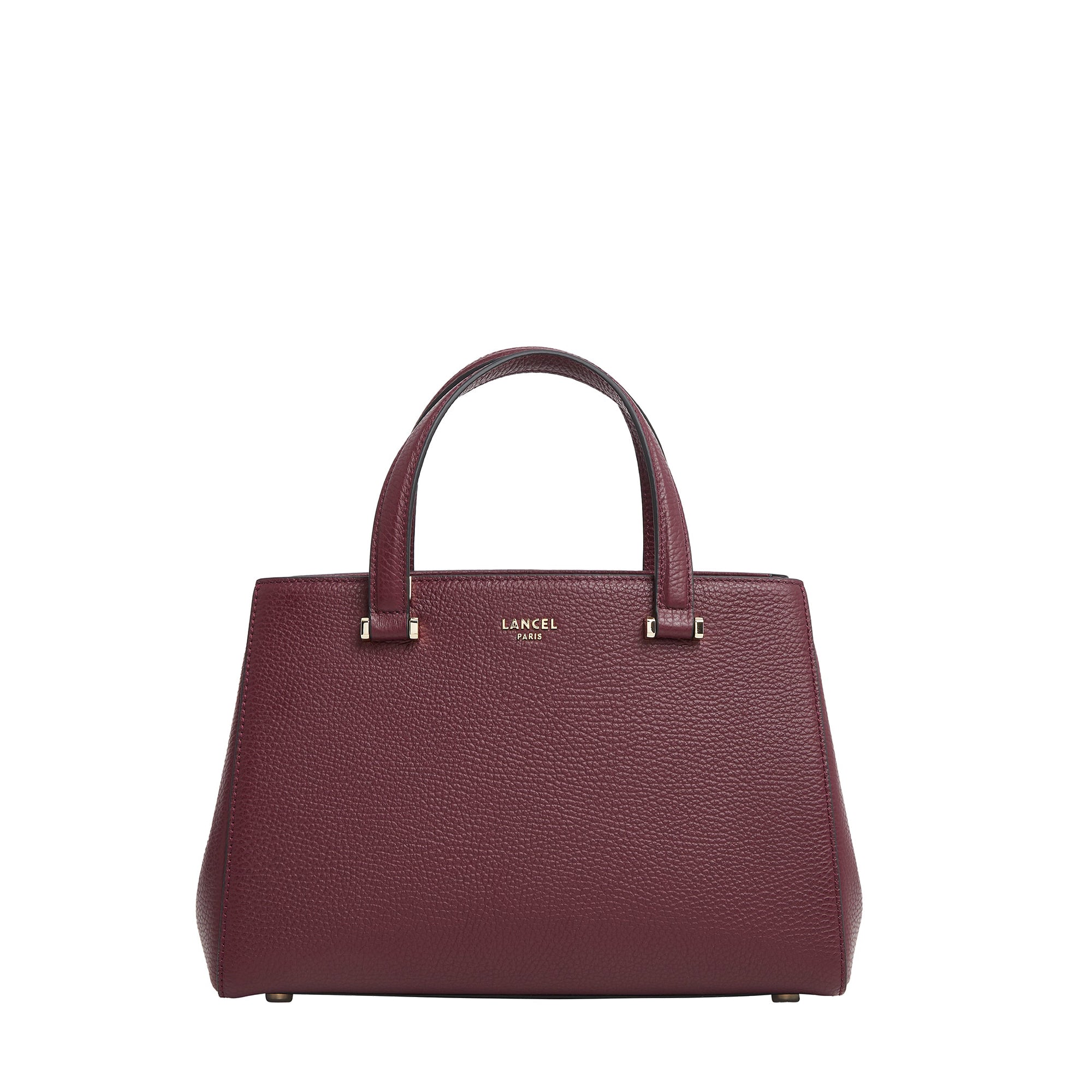 Sac caryall S Lettrines en cuir grainé - Cassis