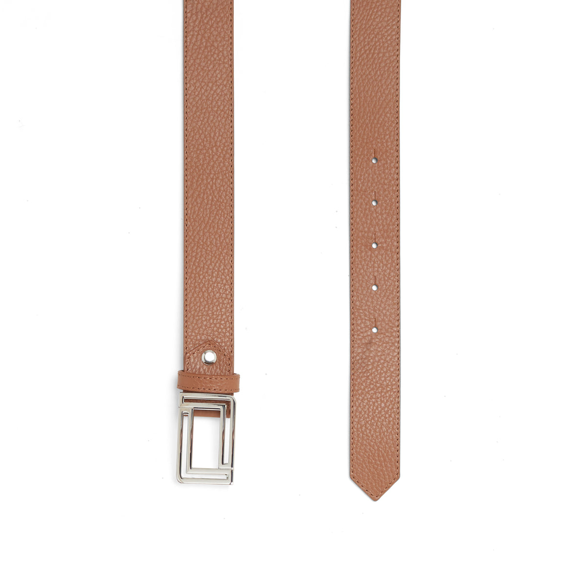 Ceinture 30mm Double L ajustable en cuir - Camel