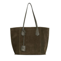 Cabas zippé M Alphonse en cuir - Kaki foncé
