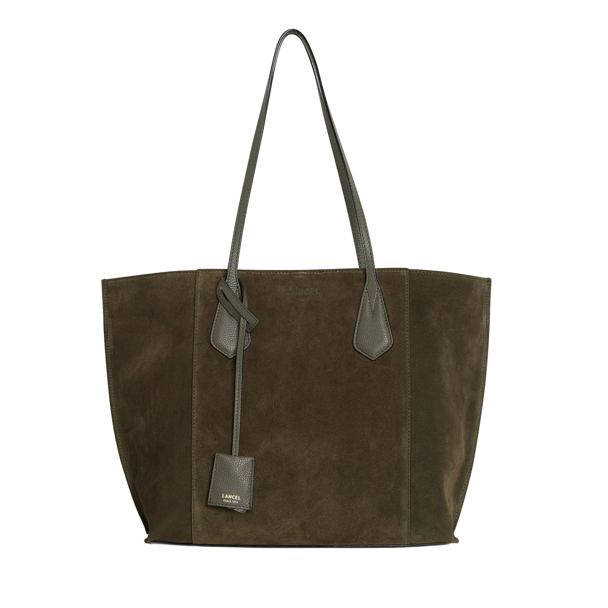 Cabas zippé M Alphonse en cuir - Kaki foncé