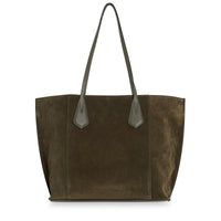 Cabas zippé M Alphonse en cuir - Kaki foncé