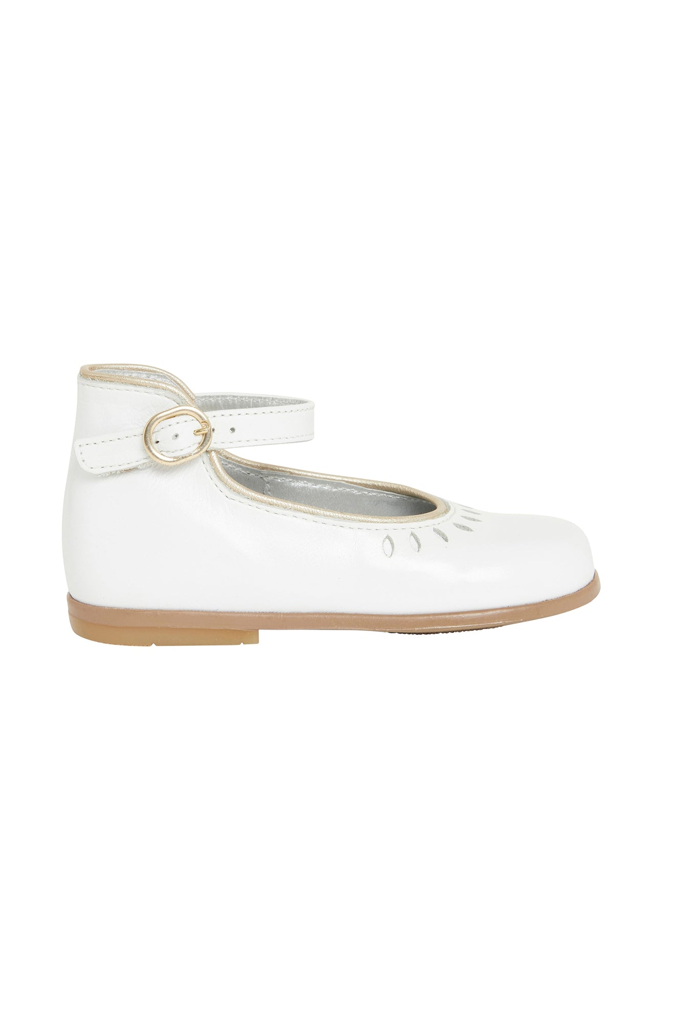 Ballerines perforées à brides en cuir - Blanc