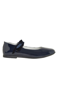 Patent leather ballerinas with bow - Navy