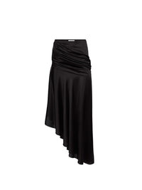 JUPE ASYMÉTRIQUE DRAPÉE EN SATIN - Noir