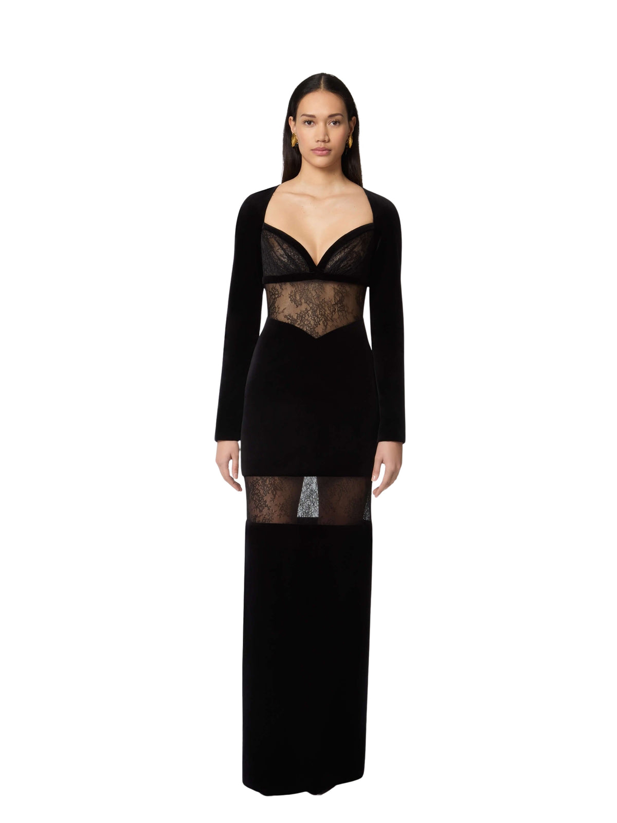 ROBE MIDI À FINES BRETELLES, ORNÉE D'UN IMPRIMÉ DU LOGO NR INTÉGRAL ET D'UN EMPIÈCEMENT EN DENTELLE. - Noir