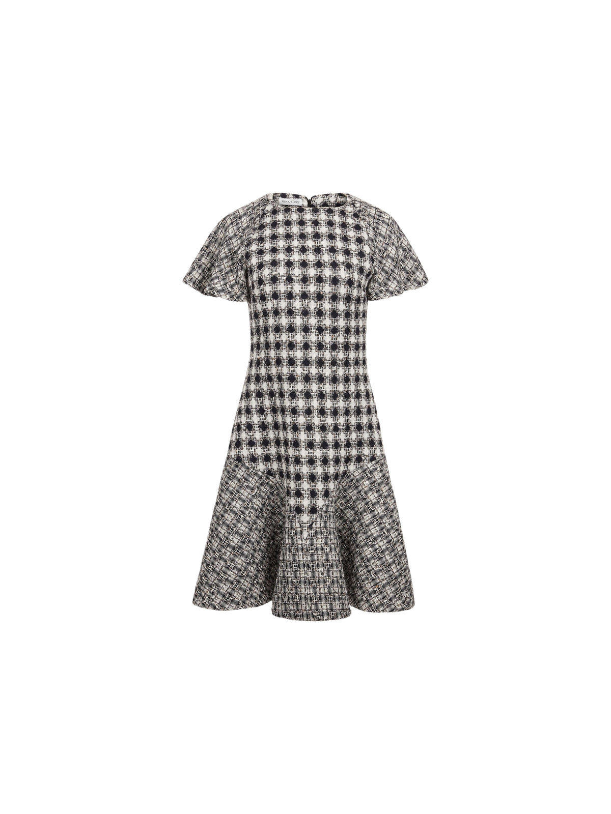 Midi checked dress in wool - Black & White
