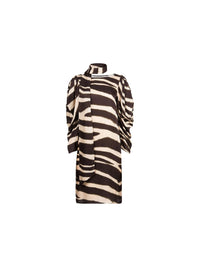 Silk blend midi dress - Black & Beige