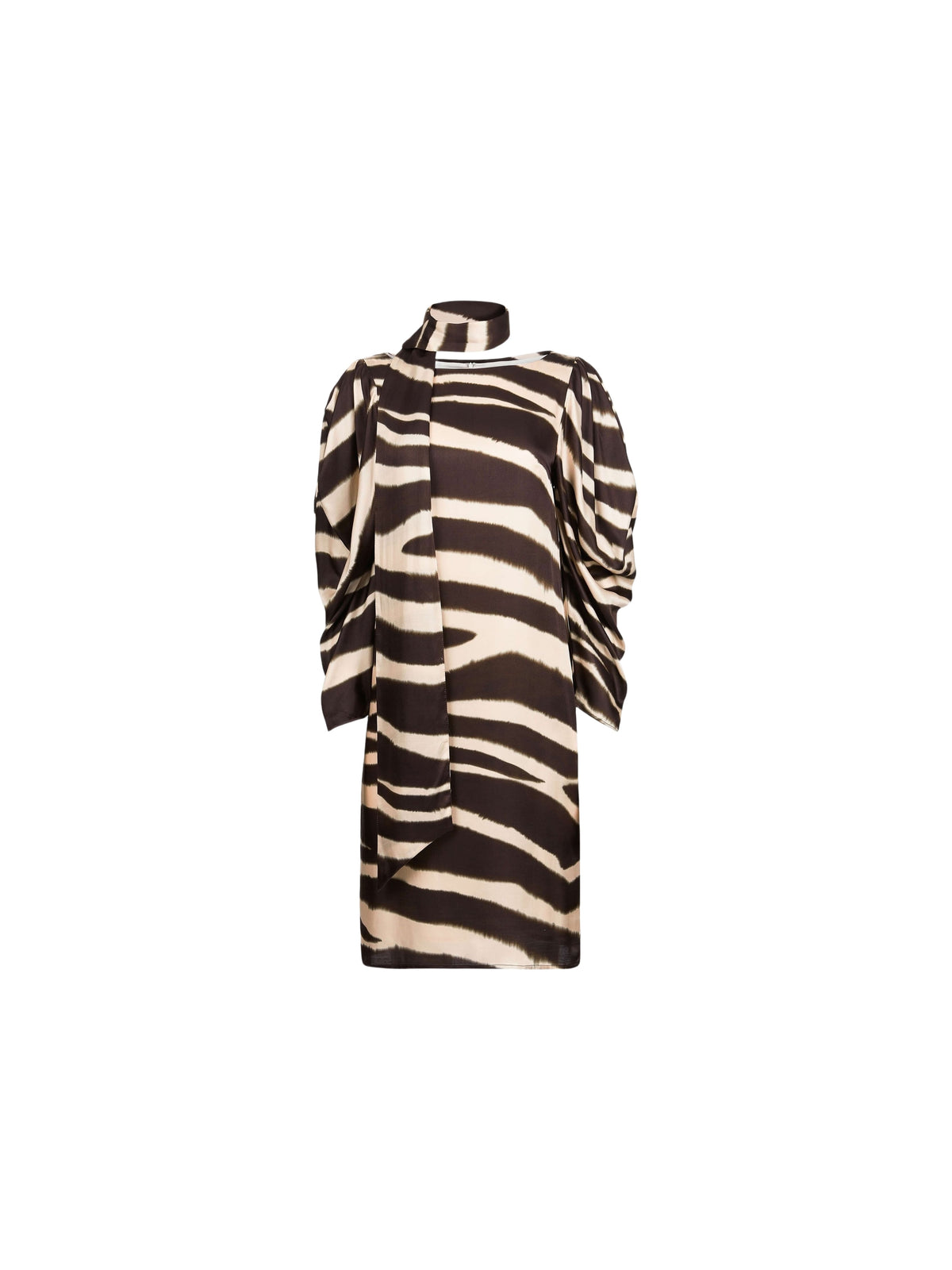 Silk blend midi dress - Black & Beige