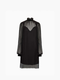 ROBE COURTE À COL MONTANT ET MANCHES BALLON