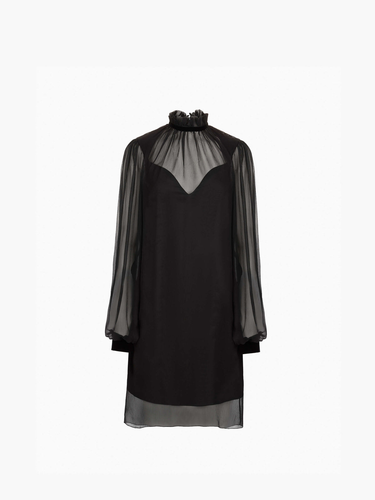 ROBE COURTE À COL MONTANT ET MANCHES BALLON