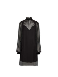 ROBE COURTE À COL MONTANT ET MANCHES BALLON - Noir