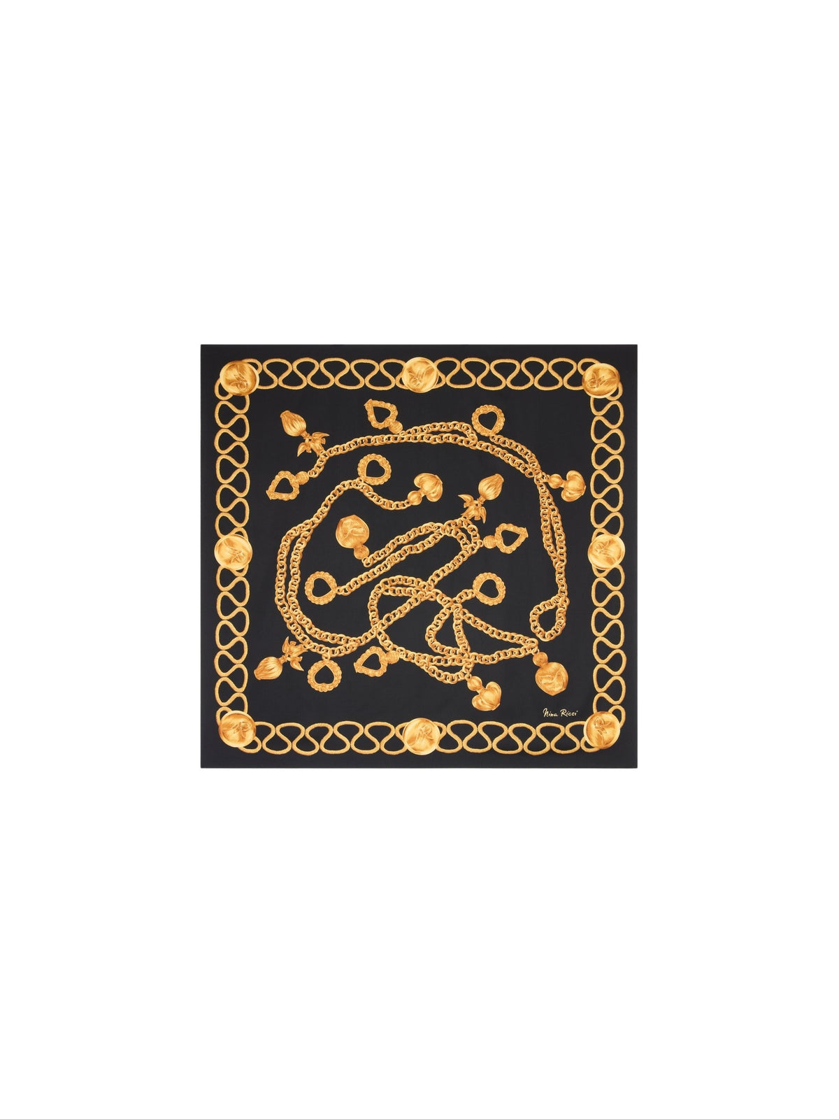 FOULARD EN SOIE À MAILLONS DE CHAÎNE - Noir