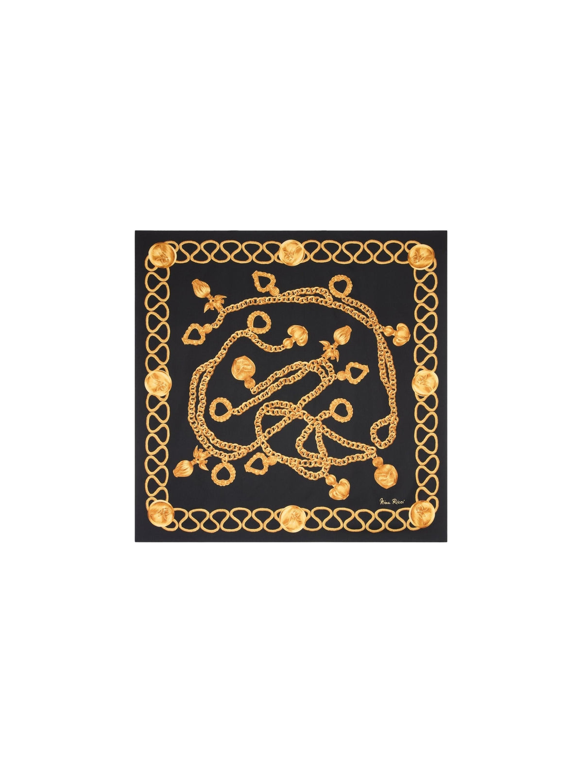 Silk chain-link scarf - Black