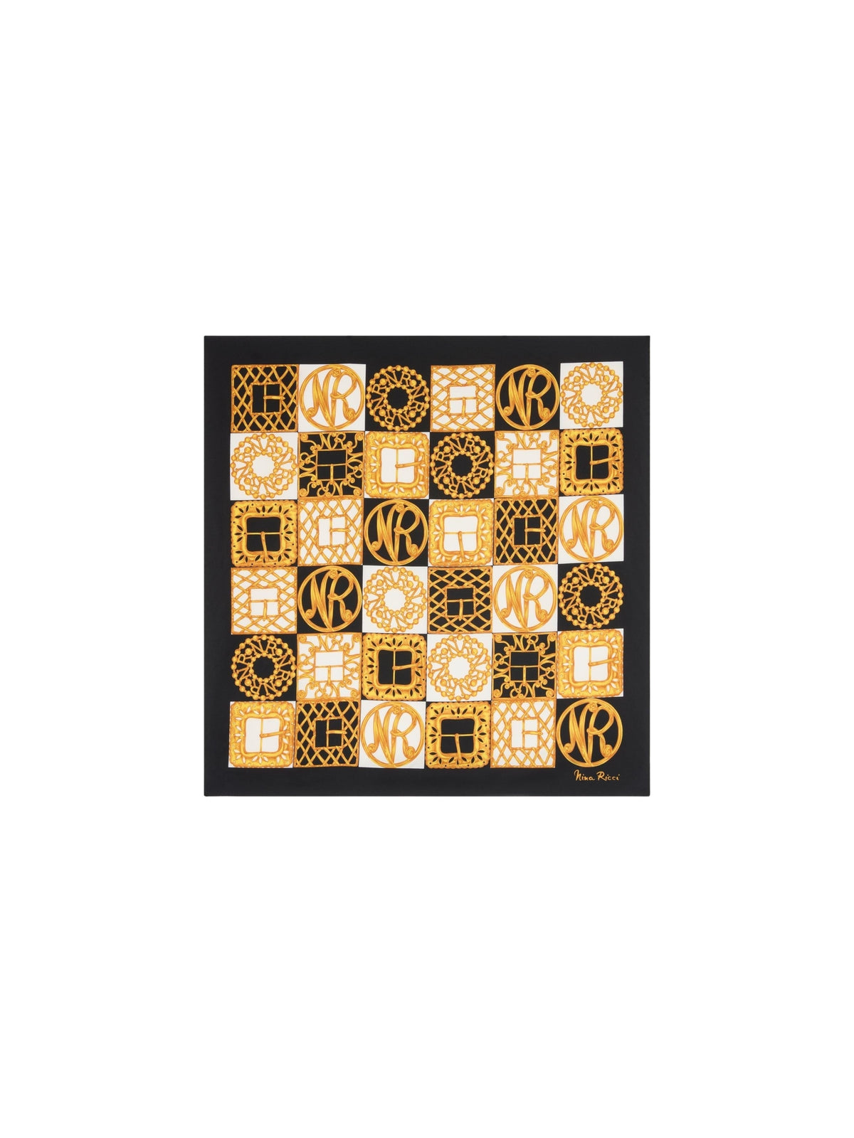 FOULARD EN SOIE À CARREAUX - Or