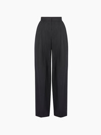 PANTALON LARGE PLISSÉ EN GABARDINE DE LAINE