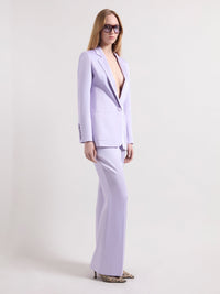 PANTALON EN LAINE À FINES RAYURES ET JAMBES LARGES - Mauve
