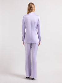 PANTALON EN LAINE À FINES RAYURES ET JAMBES LARGES - Mauve