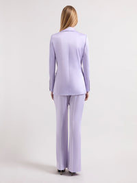 PANTALON EN LAINE À FINES RAYURES ET JAMBES LARGES - Mauve