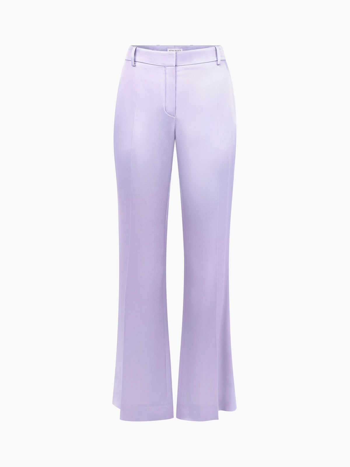 PANTALON EN LAINE À FINES RAYURES ET JAMBES LARGES - Mauve