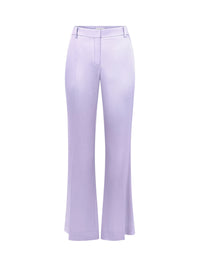 PANTALON EN LAINE À FINES RAYURES ET JAMBES LARGES - Mauve