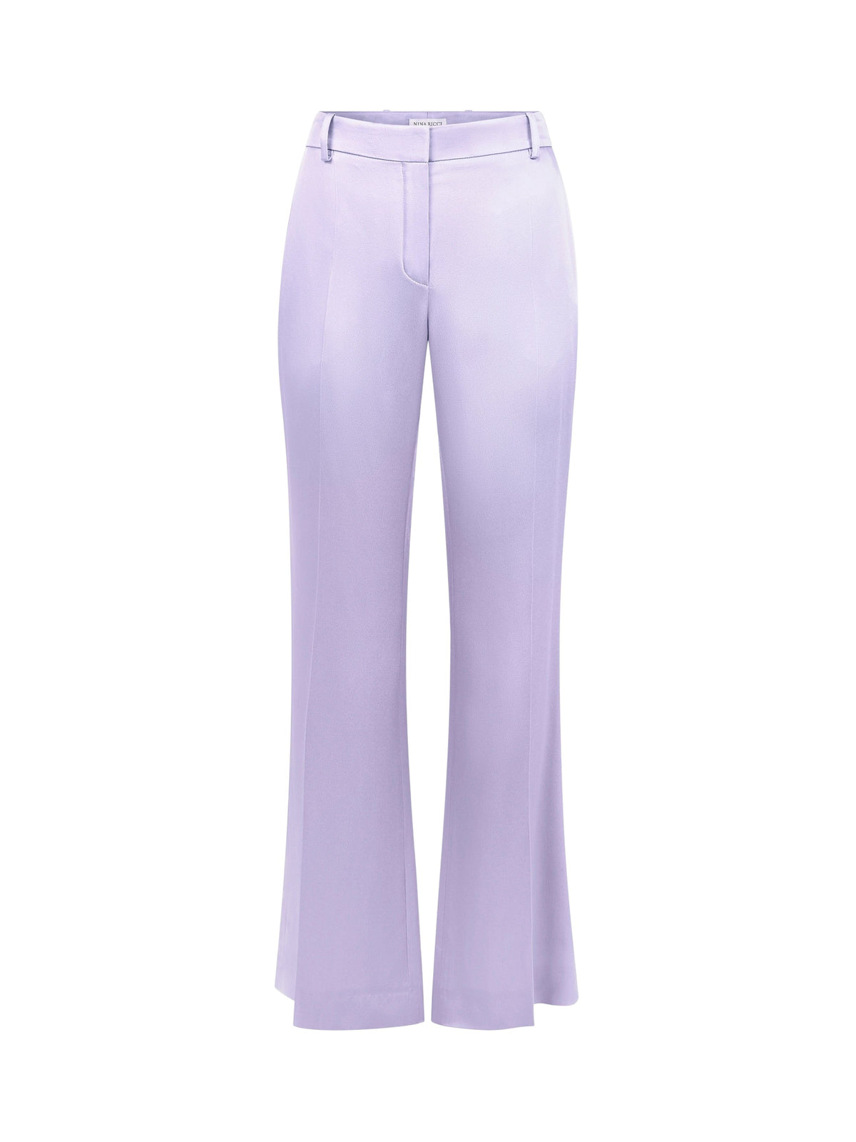 PANTALON EN LAINE À FINES RAYURES ET JAMBES LARGES - Mauve